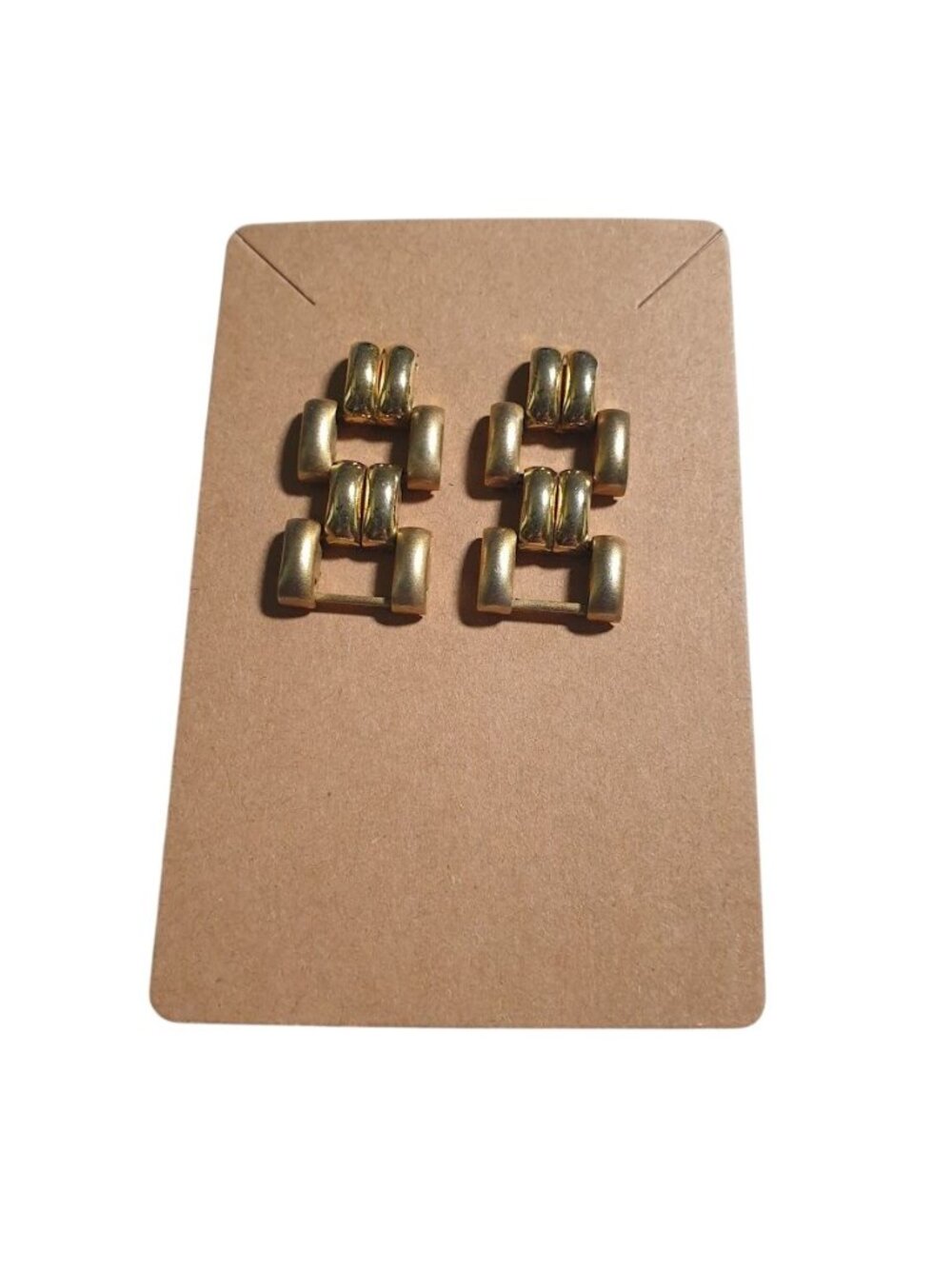 Gold Tone Geometric Vintage Drop Earring Modern Square Layers Minimalist Gift
